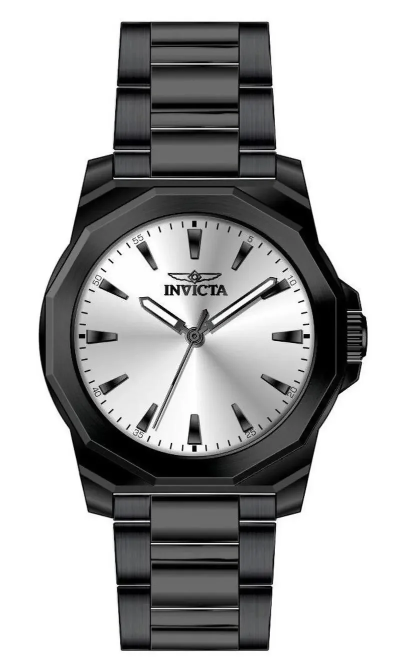 Invicta Speedway Men’s Watch 42mm Black Band Silver Brass Dial New in Box